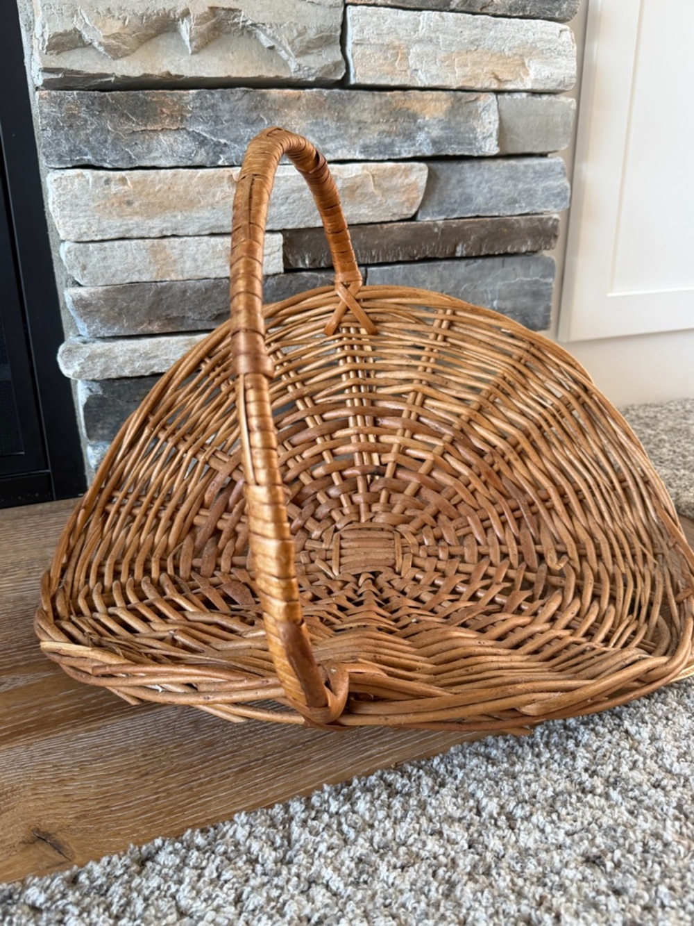 Vintage Wicker Gathering Basket with Handle